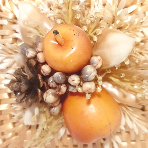 Decorative Woven Basket with Orange Accents Wall Xecor.Vintage Kitsch. - Picture 2 of 3